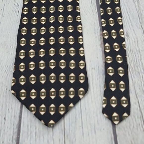 Vintage Neo Bill Blass Black Geometric Silk Tie - Picture 6 of 10